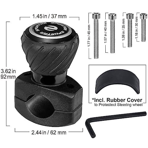 Spurtar Steering Wheel Knob Spinner, 2Pack Universal Car Suicide Knob Power Handle Spinner Fit for Cars, Truck, Forklift, Mower, Tractor, Boat, Golf Cart – Black