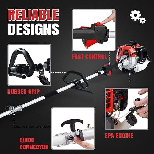 Pole Saw Gas Powered, 16-Foot Reach 42.7CC 2-Cycle 10-Inch Bar Cordless Extendable Long Trimmer Power Gasoline Chainsaw For Tree Hedge Trimming Bush Pruning, Regular Saw Head
