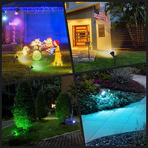 Solar Color Spot Lights Outdoor,21 LEDs Color Changing Solar Outdoor Lights,IP67 Waterproof RGB Multicolor Yard Solar Spotlights Auto On/Off for Pathway Garden Pool Patio Tree,2 Pack