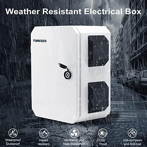 Outdoor Electrical Box, Cold-Rolled Steel Plate, Aluminum Alloy Back Beam, One-Piece Ventilation Design, IP65 Waterproof, Wall/Pole Mounted (15.7" x 11.8" x 7.9")