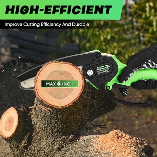 Saker Mini Chainsaw|6 Inch Chainsaw[2024 Upgraded]|Mini Cordless Electric Chain Saw|Small Handheld Portable Chainsaw Battery Powered Chain Saw for Tree Trimmer and Garden(1 Battery+2 Chains)
