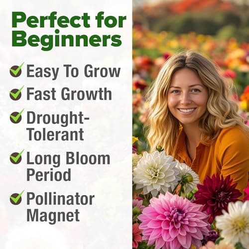 HOME GROWN Zinnia Dahlia Seeds Pack for 2025 – 524 𝗡𝗢𝗡-𝗚𝗠𝗢 𝗨𝗦𝗔 Flower Seeds | Vibrant Zinnia Elegans for Pollinator Gardens, Borders & Containers | Easy-to-Grow Outdoor Blooms