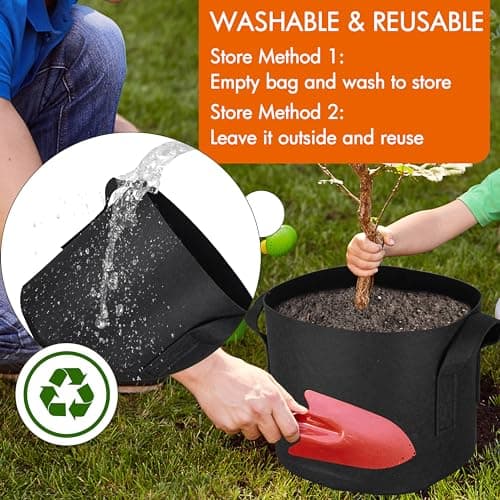 Gardzen 20-Pack 5 Gallon Grow Bags, Aeration Fabric Pots with Handles