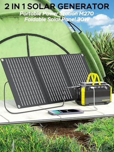 MARBERO Solar Generator 150W Peak 150Wh Portable Power Station with Solar Panel Included Camping Power Supply with AC Outlet DC USB Ports for Outdoor RV Fishing Emergency