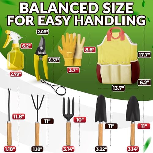 9 Pcs Garden Tool Set for Women – Ergonomic Lightweight Gardening Hand Tools with Convenient Little Bag, Sturdy Metal Garden Tools Set, Easy Handling for Outdoor Plant Care, Gardening Gifts for Women