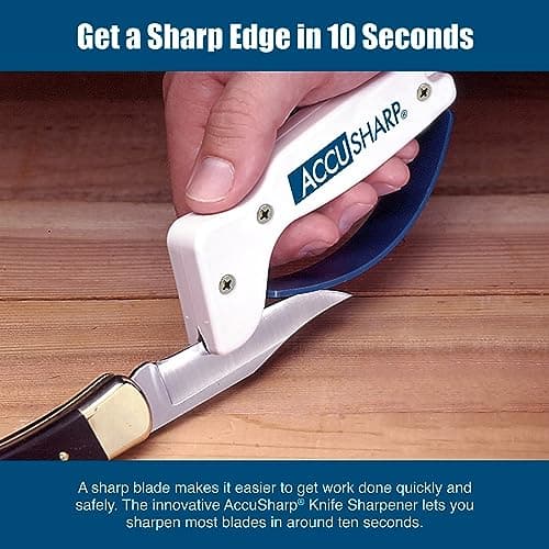 AccuSharp Knife Sharpener, Ergonomic Comfortable Handle, Compact & Easy to Use, Restore and Hone Straight & Serrated Knives, White