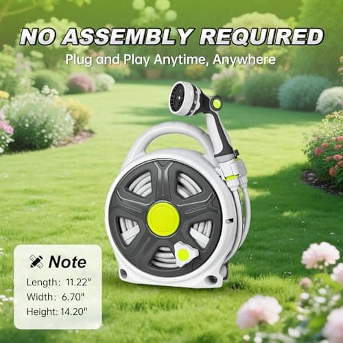Retractable Garden Hose Reel, 65FT Heavy Duty Hose With 10 Spray Patterns - Leakproof, Durable & Compact Design for Garden Watering, Car Washing, Pet