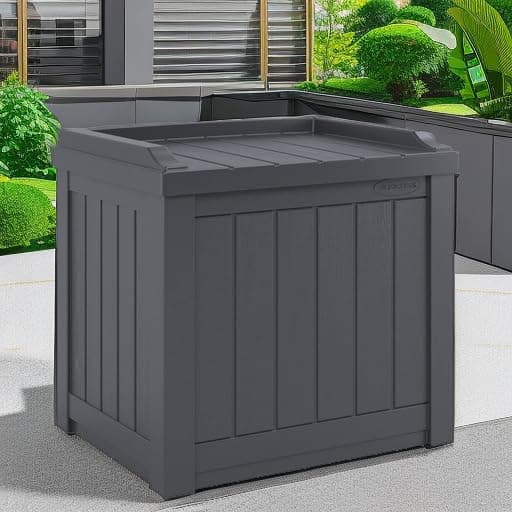 Suncast Small Deck Box Storage w/Bench Seat for Indoor & Outdoor Use, 22 Gal., Cyberspace