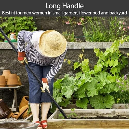 Stirrup Hoe and Cultivator Garden Tool Heavy Duty, Scuffle Loop Hula Action Hoe Weeding Gardening Hand Tools for Women Kids Men, Metal Weeder Scraper Garden Hoe Rake Weed Puller Long Handle 32-62 inch