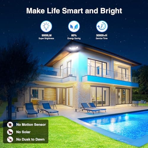 Onforu 100W Smart LED Security Flood Lights Outdoor, 9000LM Brightness Adjustable, WiFi Alexa Flood Light APP Control Tunable 2700K-6500K, Exterior Floodlight with 3 Adjustable Heads for Yard Garage