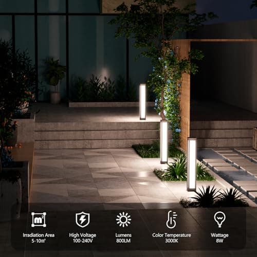 SkyGlow Outdoor Landscape Path Light, 32" Waterproof Stainless Steel LED Lighting, 8W 800LM Curb Appeal Lights, Modern Lawn Lights for Garden, Pathway, Bollard, Patio, Courtyard, Driveway Decoration