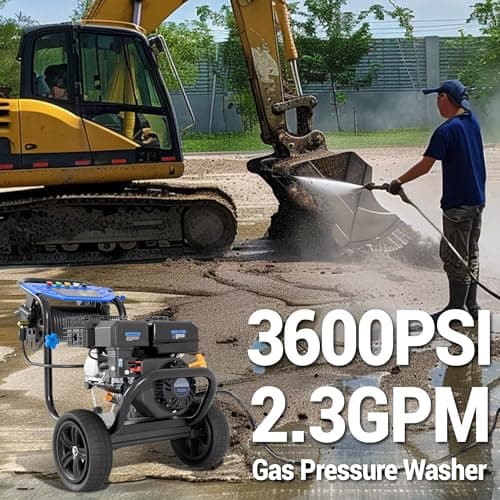 3600PSI Gas Pressure Washer, 2.3GPM Heavy-Duty High Power Washer with 212CC Engine, 5 Quick-Connect Nozzles, 30ft High-Pressure Hose & Hose Reel, Maintenance-Free Aluminum Axial Cam Pump