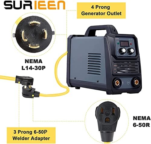 NEMA L14-30P to 6-50R Generator Welder Adapter Plug Cord 1.5FT, 4 Prong to 3 Prong Generator Adapter 125/250V, Heavy Duty Welder Adaptor Extension Cord STW 10AWG, UL Listed