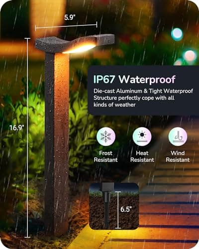 EDISHINE Smart Landscape Path Lights, RGBW 350LM LED Pathway Lights, APP Control, Compatible with Alexa & Google, Music Sync, Waterproof Aluminum Outdoor Landscape Lighting for Yard, 48FT