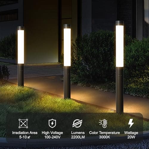 SkyGlow Outdoor Landscape Path Light, 71" Aluminum Lawn Lighting with 20W 2200LM Waterproof IP55 Curb Appeal Luxury Modern with for Garden, Pathway, Bollard, Patio, Courtyard and Driveway Decoration