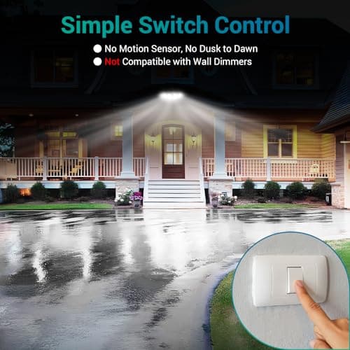 USTELLAR 100W 10000lm Floods Light Outdoor, Switch Controlled LED Security Lights with 4 Adjustable Heads, 5000K Daylight, IP65 Waterproof, Bright Exterior LED Flood Light Hardwired Yard-White