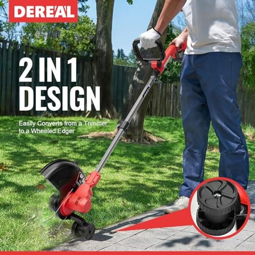 Cordless String Trimmer, Electric Weed Wacker, Weed Eater Battery Powered, 20V/2.0Ah Battery Operated, Charger, Stringless Grass Trimmer/Lawn Edger/Brush Cutter for Lawn Yard Garden