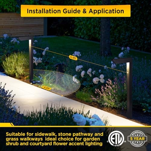 Gardencoin 3CCT LED Low Voltage Landscape Pathway Light, 12V Premium 3000K/4000K/5000K Selectable Path Lights Wired, Modern Walkway Lights Outdoor, Higher Housing with Larger Stake (19.7IN, 8 Pack)