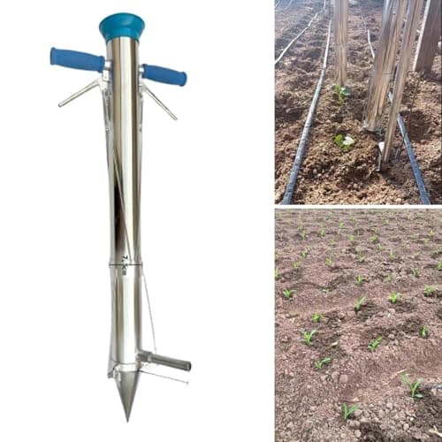 Long Handheld Bulb Planter Sod Plugger Multipurpose Seedling Transplanter, Double Handle