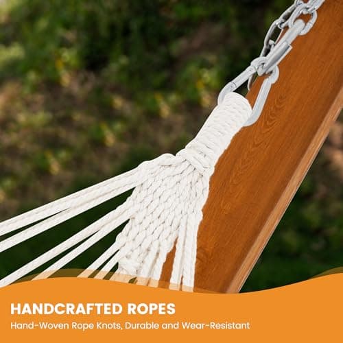 Lazy Daze Hammocks Cotton Fabric Spreader Bar Hammock, Outdoor Portable Hammock with Carrying Bag & Tree Straps for Bedroom, Patio, Backyard, Balcony, Max 450lbs Capacity, Blue