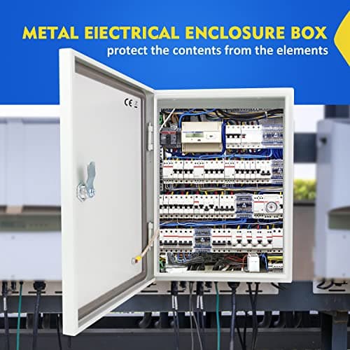 Outdoor Electrical Box, Steel Junction Box 16 x 12 x 8'', NEMA 4X Electrical Enclosure Box IP66 Waterproof & Dustproof, Universal Electrical Project Box with Lock & Mounting Plate