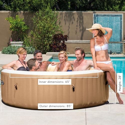 INTEX PureSpa 6 Person Bubble Massage Inflatable Hot Tub Spa Bundled with Battery Powered Multicolor LED Light, and Adjustable Headrest (2 Pack)