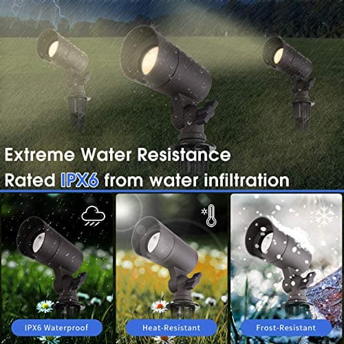 E ENERGETIC LIGHTING LED Landscape Lights with Connectors, 12V Low Voltage, Warm White 3000k, 4W, 175LM, Outdoor Waterproof Garden Pathway Lights Wall Tree Flag Spotlights with Spike Stand, 2 Pack