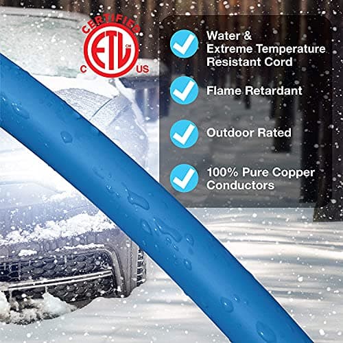 Clear Power 15 ft Extreme Cold Weather Outdoor Extension Cord, Lighted End, 16/3 SJTW, Works Down to -50°C, Power Indicator Light, 3-Prong Grounded Plug, Blue, DCOC-0072-DC