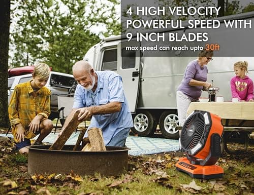 40000mAh Battery Operated Camping Fan, Rechargeable High Velocity Floor Fan, Auto Oscillation Remote Control Timer - Cordless Outdoor Fan for Car Travel RV Camp Garage Patio Hurricane Emergency