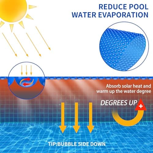 BigXwell Solar Pool Cover, Blue 16-mil 12 x 24 Foot Rectangle Solar Blanket for In-Ground Pools, 1600 Series Heavy-Duty Insulating Pool Heater Covers for Swimmer