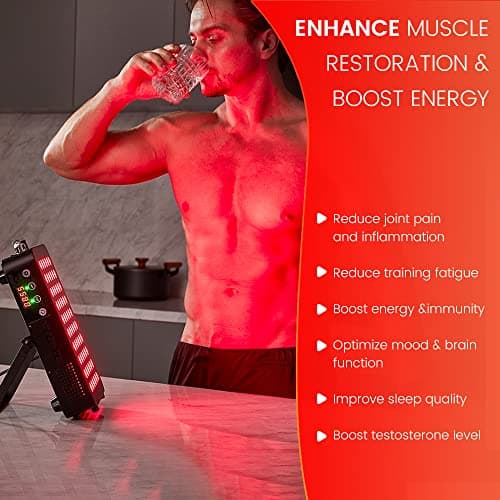 Bestqool Red Light Therapy, Dual Chip Clinical Grade LED Device with Near-Infrared Light 660nm 850nm High Power Panel, Ideal for Body, Face, Recovery, Improve Sleep, Skin Health, 105W (Black 60)