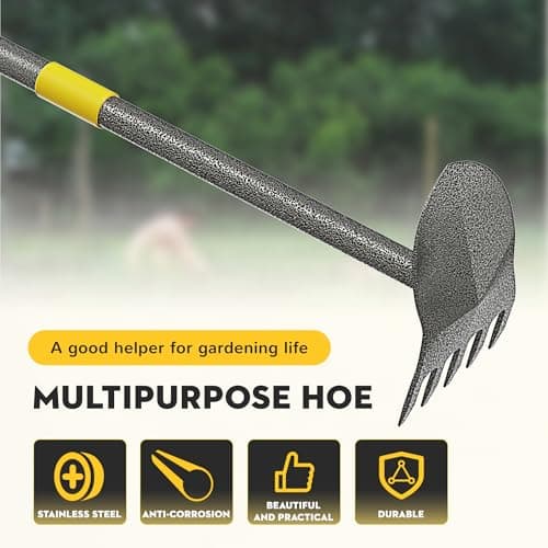 Luvenia Hoe Garden Tool Heavy Duty Garden Hoe for Weeding Loosening Soil 2 in 1 Manual Garden Tools Long Handle Adjustable 16-45 Inch Steel Shaft for Gardening