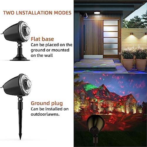 Christmas Halloween Laser Projector Lights - Outdoor Waterproof Holiday Light Projector with 10 Color, Aurora & Ocean Wave Pattern - Landscape Night Light for House,Garden,Yard Christmas Decoration
