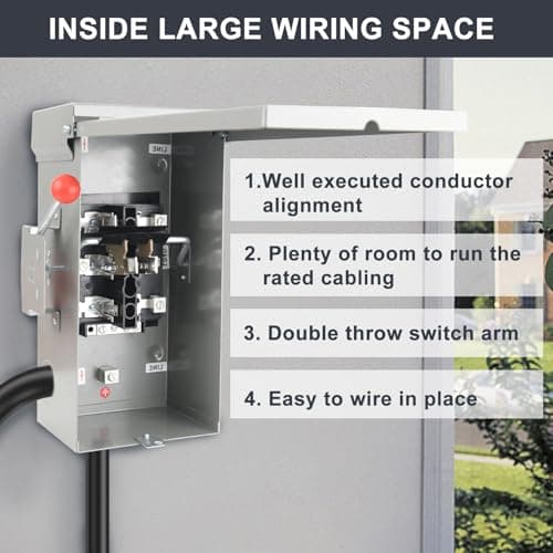 Generator Transfer Switch 100A, Manual Transfer Switch for Home Generator, Heavy Duty Double-Throw 120/240V,24000W for Indoor Outdoor Use,NEMA 4X Standards