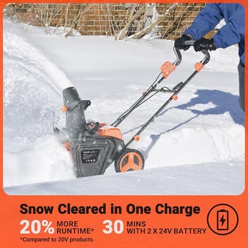 VOLTASK 48V Cordless Snow Blower, 48-Volt | 20-Inch Brushless Electric Snow Blower Cordless, Battery Snow Blower with Directional Plate & LED Lights (2 * 24V Battery & Dual Quick Charger Included)