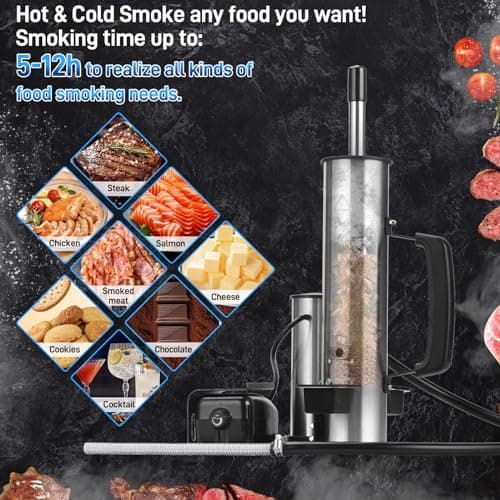 Outdoor Smoke Generator, Smoke Tube for Pellet Smoker, Stainless Steel Pellet Smoker Tube, Hot/Cold Smoker with Air Pump, Smoker Accessories, Portable Electric Smokers Grill Add Wood to produce smoke
