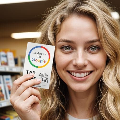 Google review card v3 from eylet | No Subscription, faster NFC Taps and QR code for instant sharing of the Google review link for your business, works with iPhone and Android.