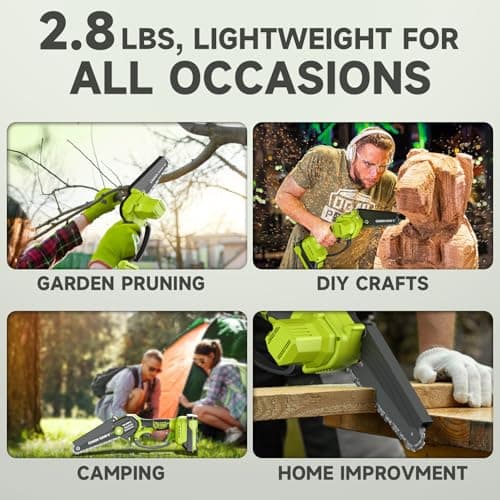Mini Chainsaw Cordless, 6 Inch Electric Chainsaw Small Chainsaw Battery Powered, Yard Tools Garden Gifts for Men Dad Husband, Hand Saw for Branches Wood Cutting Pruning (Green)