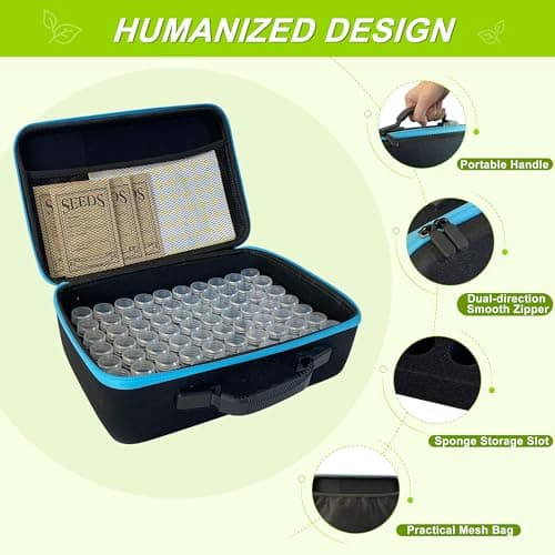 140 Slots Seed Storage Organizer Box with 20 Envelopes, Large Capacity Seed Storage Container with Zipper Bag, Label Stickers, Tweezers, Funnel, Garden Seeds Saver Kit for Vegetable, Flower