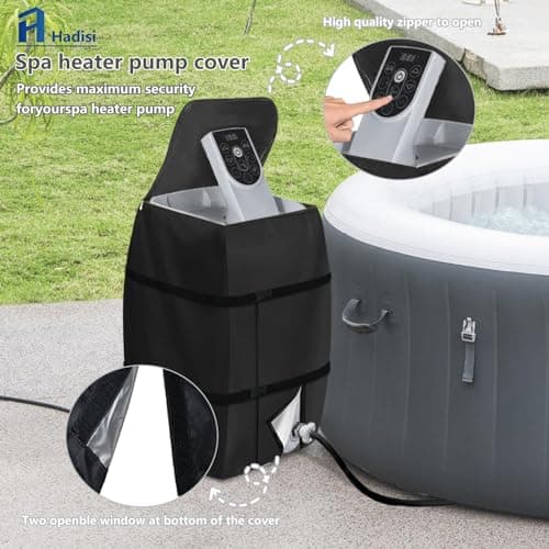 Hot Tub Spa Heater Pump Cover,Waterproof Hot Tub Insulated Pump Cover for Multiple Brands (Black,Square)