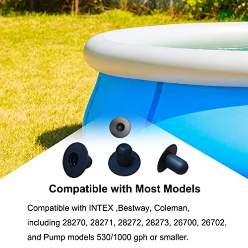 4 PCS Swimming Pool Pump Strainer Hole Plug Replacement for Bestway & Intex Pools Ground Swimming Plug Wall Plug Stopper (Black)
