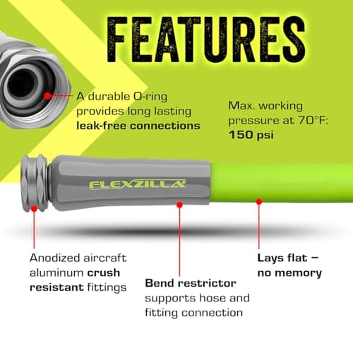 Flexzilla Garden Hose 5/8 in. x 50 ft, Heavy Duty, Lightweight, Durable, ZillaGreen - HFZG550YW-E