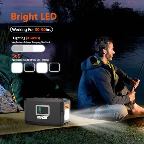 HOWEASY Portable Power Station, 88Wh Solar Generator, Lithium Battery Power with 110V AC 150W Peak Socket/DC/USB/LED Light for Outdoor Camping Trip Hunting Emergency（Solar Panel Not Included）
