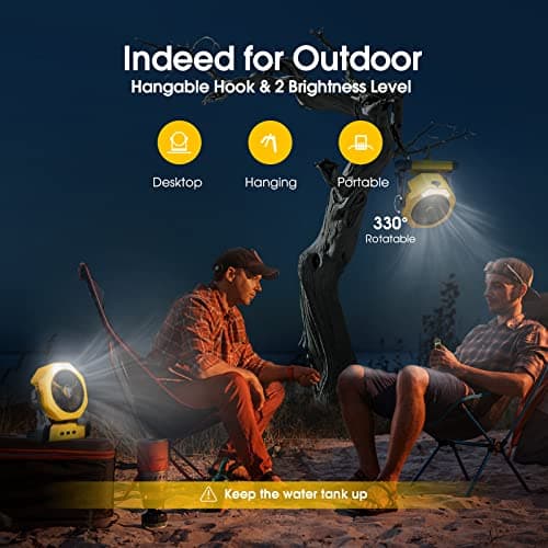Ausic Portable Misting fan, 8-Inch Cooling Mist Fans, 10000mAh USB Rechargeable Battery Powered Fan with Mister, 250mL Water Tank & LED Lantern, for Home Desk, Bedroom, Office, Outdoor&Indoor Use