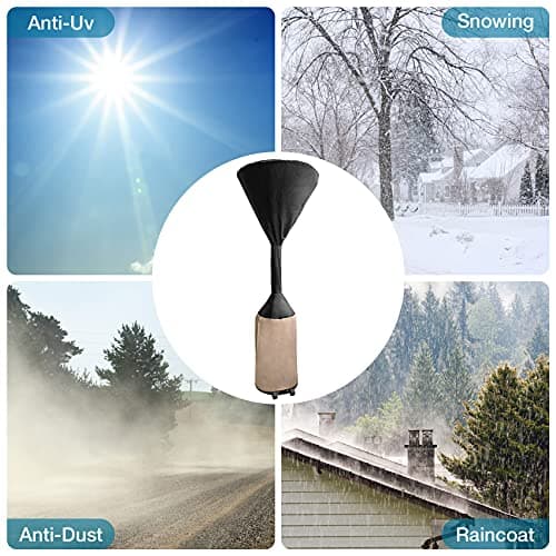 Stanbroil Patio Heater Cover, 600D Oxford Fabric Outdoor Patio Heater Covers with Zipper, Waterproof, Black/Camel, 95'' Height x 34" Dome x 18.5" Base