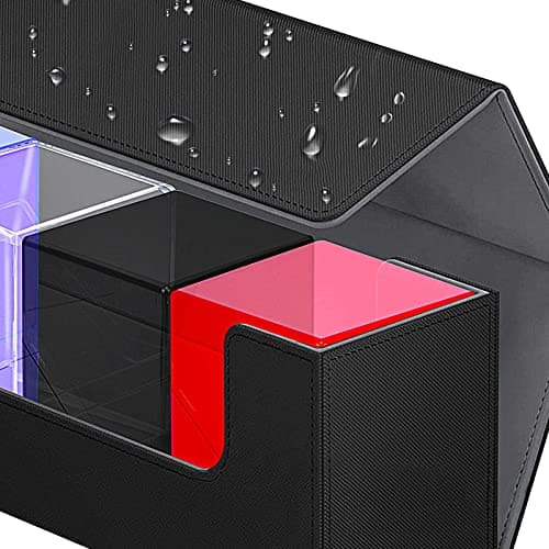KKU Card Deck Boxes with 4 Pack Acylic Card Cases, Magnetic Closure Trading Card Deck Storage Box Fits 800+ Sleeved Cards Sport Cards