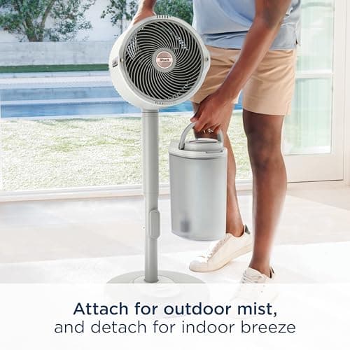 Shark FlexBreeze Pro Mist Fan — Indoor & Outdoor, Integrated Misting, Pedestal to Tabletop, Corded or Cordless, Up to 24-Hr Battery, Oscillating, White, FA302WH (2025 Release)