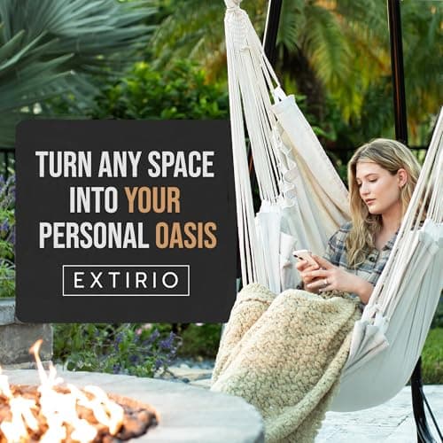 Indoor Hammock Chair Swing - Hanging Hammock Swing Chair - Indoor/Outdoor - Hanging Chairs for Bedroom, Patio, Porch, Swinging Chair Hammock for Adults - Built-In Footrest - Spacious Full Body Support