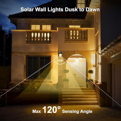 Outdoor Solar Wall Lights - 2 Pack Solar Waterproof Brighter Porch Wall Square Lights with 3 Modes & Motion Sensor Front Fence Lantern Lights for Outside,Backyard,Garage Decorative