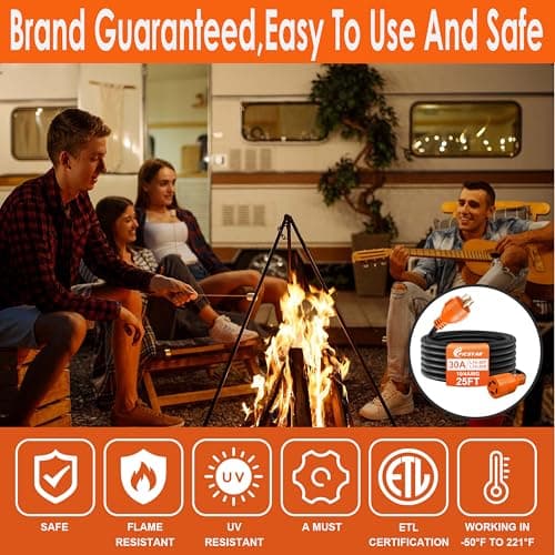 25 Ft 30 Amp 4 Prong Generator Extension Cord, NEMA L14-30P to L14-30R, 4×10 Gauge STW 125/250V Up to 7500W Generator Cable, ETL Listed